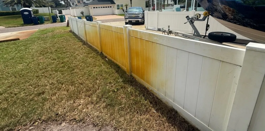 Before: Vinyl fence