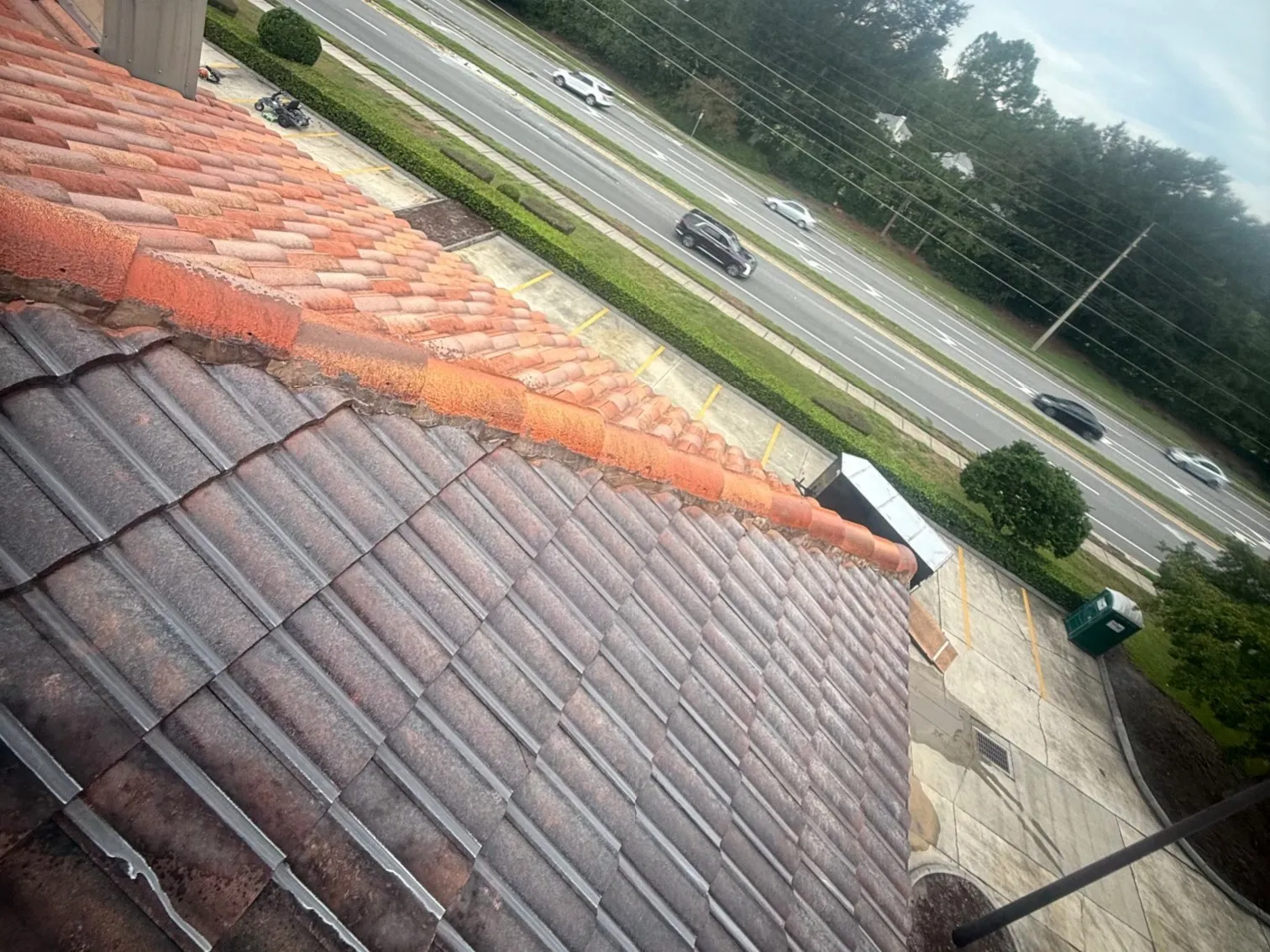 Tile roof, partway through